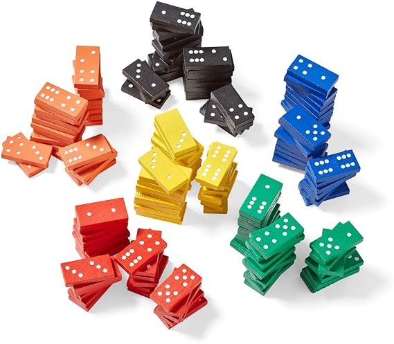 hand2mind Wooden Dominoes Set for Kids, Double Six Dominoes for Toppling, Bulk Domino Blocks, Montessori Math Manipulatives, Kids Dominoes Classroom Set, Kindergarten Learning Games (6 Sets of 28)