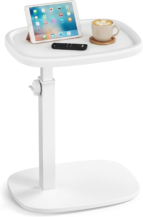 VASAGLE C Side Table Adjustable Height, Couch Sofa End Table, TV Tray