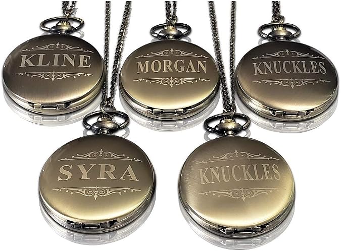 Eternity Engraving Personalized Pocket Watch Set of 6, Groomsmen Gifts