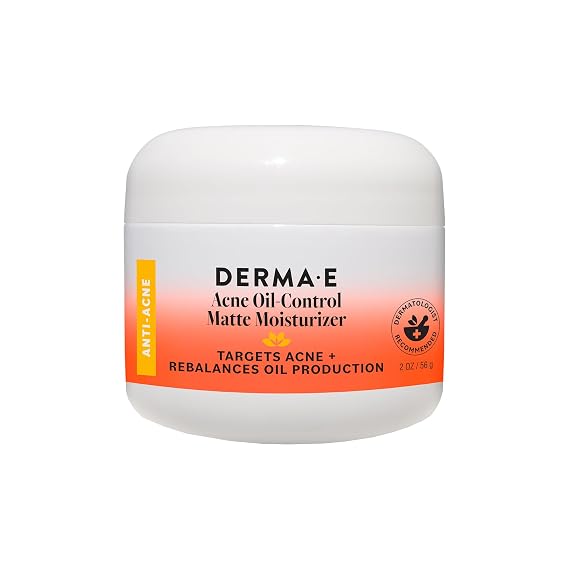 DERMA E Acne Oil-Control Matte Face Moisturizer, 2 Oz Clarifying Face Cream