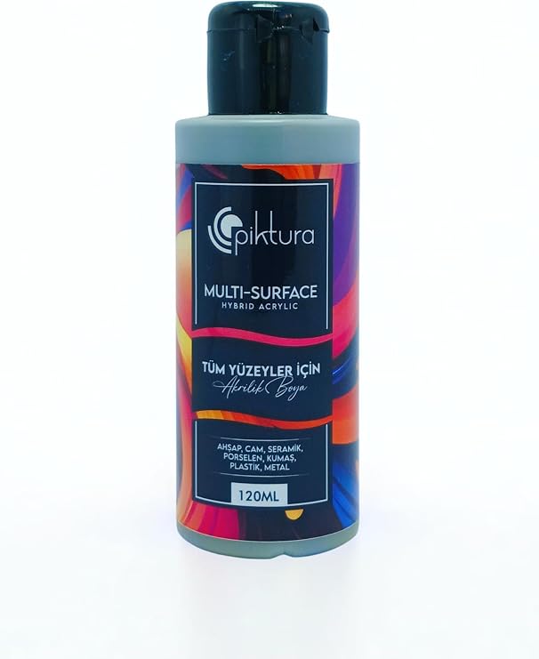 Multi-Surface Hibrit Akrilik Boya, 120ml, Su Bazlı, Ahşap Cam Seramik Metal Kumaş Plastik için (Gümüş Gri)