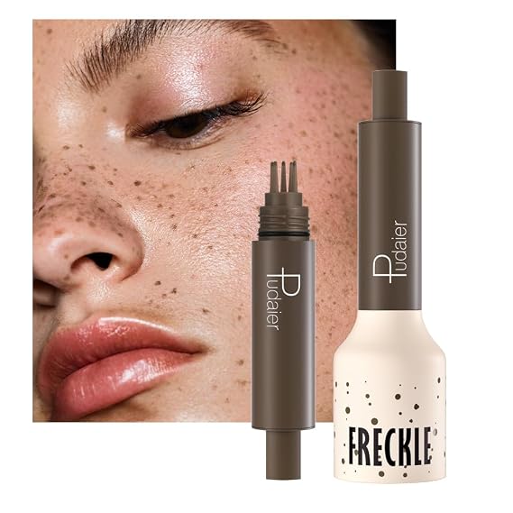 Upgrade Faux Freckle Stamp Pen Waterproof Fake Freckles Makeup Tool, Natural-Looking Freckle Maker & Spray with Multi-Prong Precision Stamp Head, Long-Lasting Sunkissed Makeup (01 Ash Chestnut)