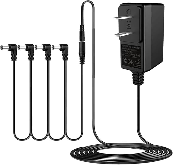 AITONE 9V DC Guitar Pedal Power Supply, 800mA Center-Negative Adapter with 4-Way Daisy Chain, 5.5 x 2.1mm Plug, 100-240V Input for Effects Pedals