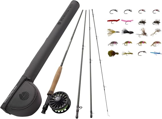 Redington Wrangler Pond Outfit and Stillwater 20 Piece Fly Assortment Bundle