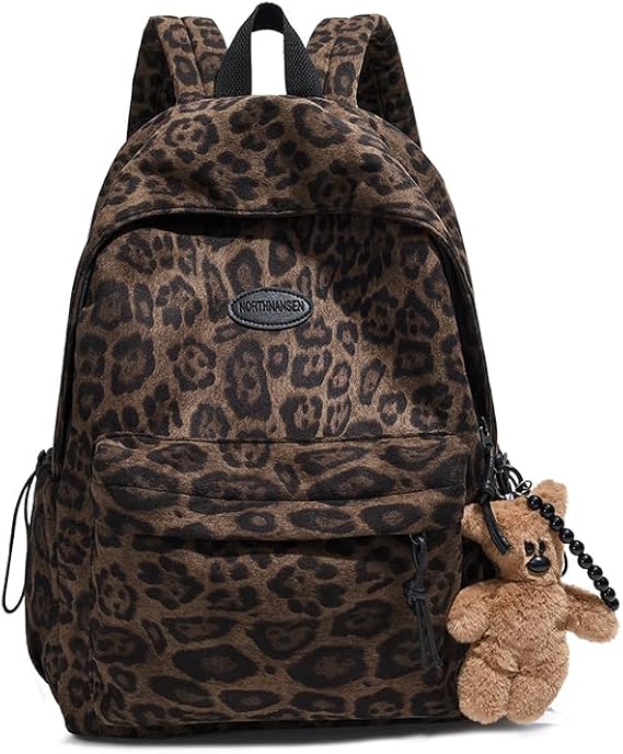 Leopard Print Backpack: Animal Leopard Print Bag, Multi Pockets Fashion Students Schoolbag, Stylish Shoulder Notebook Backpack Outdoor Travel Bag