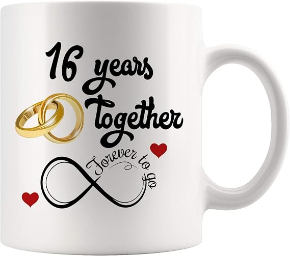 16th Wedding Anniversary For Him And Her, 16th Anniversarys For Her Him, 16th Anniversary Mug For Husband & Wife, 16 Years Together, Married 16 Years, 16 Years Couple (11 oz)
