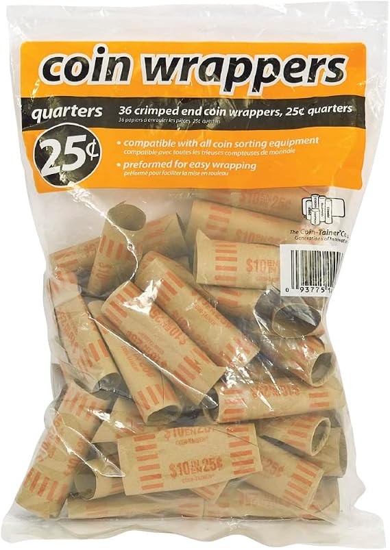 Coin-Tainer Quarter Coin Wrappers, Pack of 36