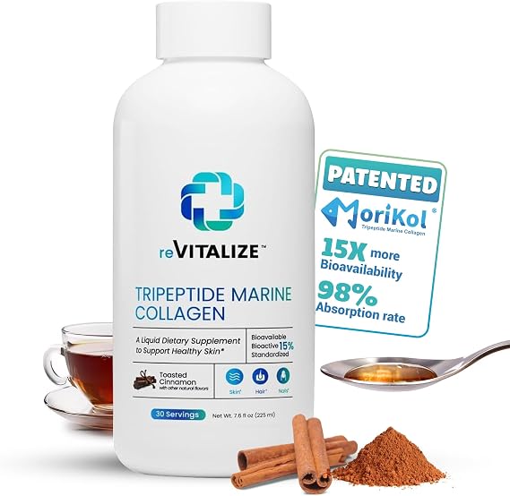 Liquid Collagen for Women and Men - 1000mg Hydrolyzed Peptides with 15% Tripeptides | Fast-Absorbing Anti-Aging Formula for Skin Renewal, Hair Growth and Joint Support | 30-Day Supply Cinnamon Flavor
