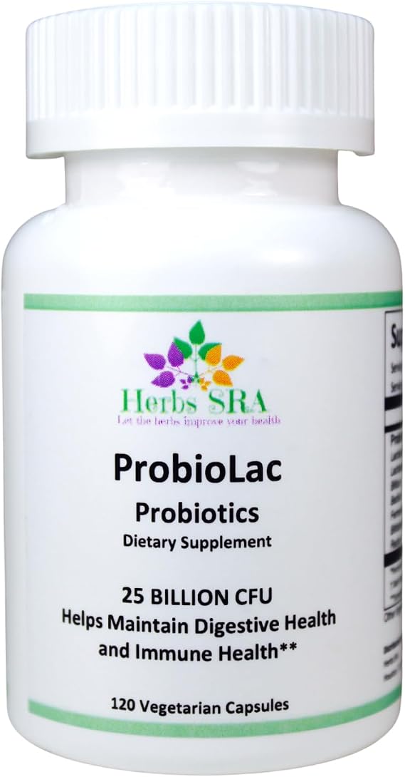 ProbioLac Probiotic Supplement with 25 Billion CFU Multi-Strain Probiotic Blend for Digestive & Immune Wellness 120 Vegetarian Capsules