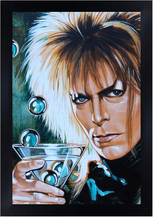 Goblin King by Mike Bell Framed Wall Art Print David Bowie as King Jareth in Labyrinth | 12x18 Fantasy Pop Surrealism Poster, Ready to Hang, Made in USA