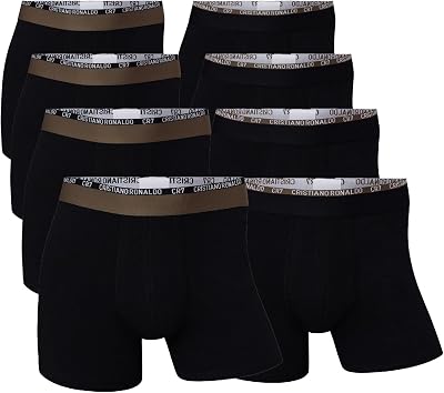 CR7 Mens 8-Pack Cotton Blend Trunks, Medium US 32-34 waist Black