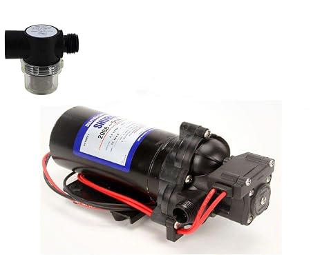 Shurflo 2088-514-144 Automatic-Demand 12V Diaphragm Pump with Shurflo 255-313 Strainer (Bundle, 2 Items)