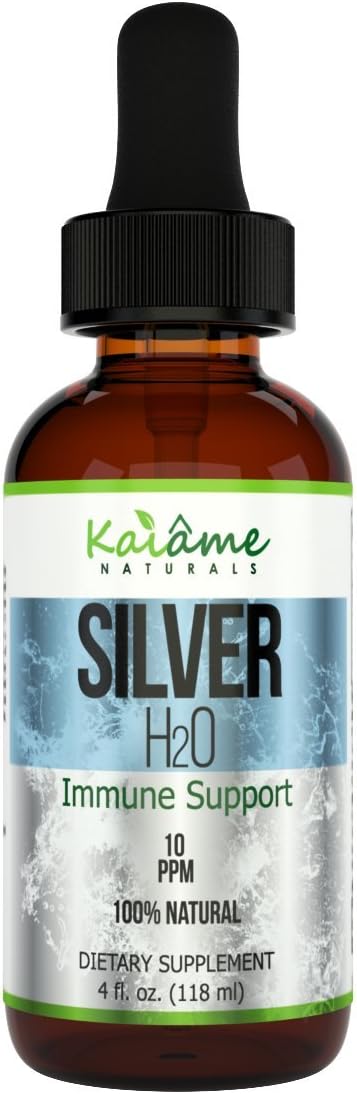 Kaiame Naturals Colloidal Silver, Ionic Silver Solution, 10 PPM, Large 4 oz Dropper in Glass Bottle, Natural Immune Support Supplement, Safe for Adults, Children, and Pets