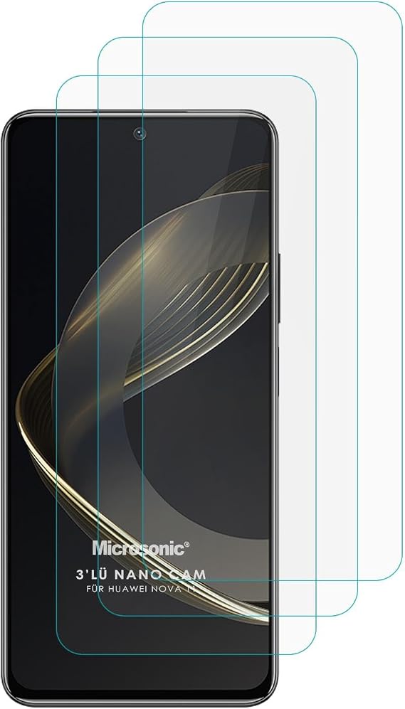 Microsonic Huawei Nova 11 Screen Protector Nano Glass Cam Ekran Koruyucu (3`lü Paket) [Nova 11 ile Uyumlu Ekran Koruyucu - Şeffaf]