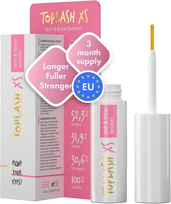 TOPLASH Eyelash Growth Serum - Innovative Eyelash and Eyebrow Growth Serum for Longer, Thicker, Fuller Brows & Lash Boost - Natural, Cruelty-Free & Hypoallergenic - 2 Ml.
