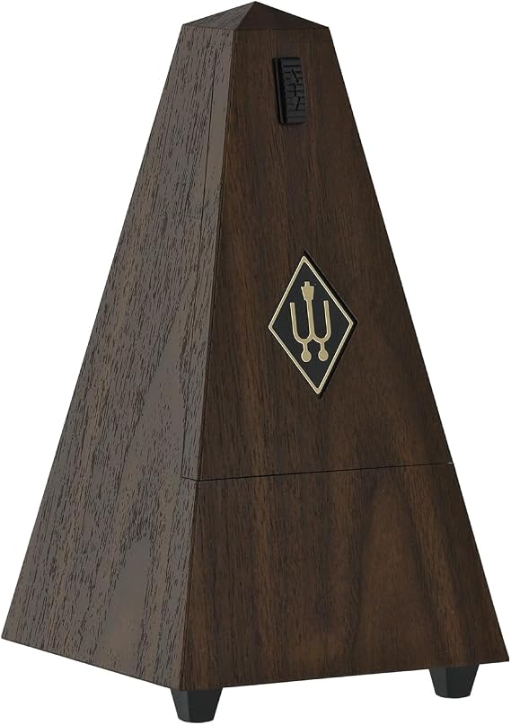 Wittner Metronome Taktell Pyramid Shape System Maelzel Series 845 - Plastic casing - Without bell - Walnut grain - Mechanically wound - No batteries required - Made in Germany
