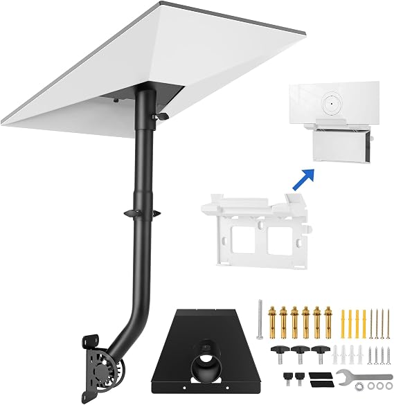 Starlink Mount Gen 3, Adjustable Starlink Gen 3 Pole Adapter with 2-in-1 Router Mount, 28.3" Starlink Mounting Kit, Wall/Roof/Eve Mount, 360° Rotatable All Metal