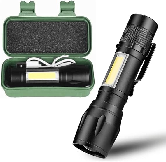 Orret Home USB Şarjlı Mini El Feneri – Ultra Güçlü LED Fener, 3 Modlu Işık, Metal Kasa, Klipsli Taşınabilir Aydınlatma, Kutulu Cep Feneri, Şarj Kablosu Dahil [Enerji Sınıfı A+++]