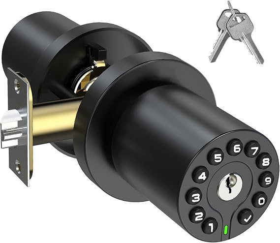 BOTHSTAR Keypad Door Knob with Key,Keyless Entry Door Lock, Code Locks Door Knob, Auto Lock,50 User Code,Easy to Install,for Home,Office,Hotel,Bedroom,Garage,No Deadbolt, Matte Black Finish