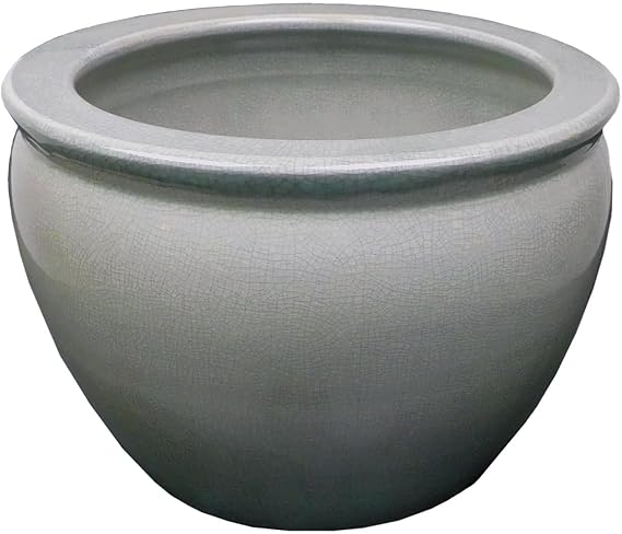 16" Porcelain Celedon Fish Bowl Planter