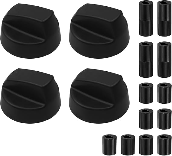4 Pack Black Universal Control Knobs with 12 Adapters, Stove Knobs