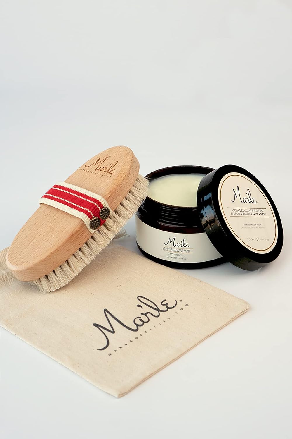 Anti-Cellulite Care Cream 300ML  Natural Horsehair Cellulite Brush with Mar