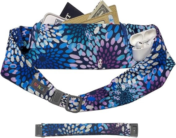 BANDI Plus Size Fanny Pack for Women - Travel-Ready Pocket Belt with Secure Hidden Money & Running Belt for Phone, Passport, Keys, Medical Devices, Adjustable Fit, Comfortable (Kiku)