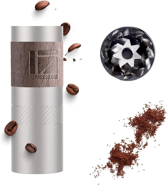 1Zpresso Q Manual Coffee Grinder with Stainless Steel Conical Burr, Foldable Handle, Suitable for Drip, French Press, Travel, Camping, Office