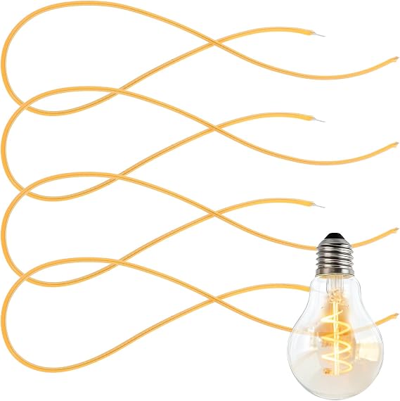 Homoyoyo 4Pack 3V Flexible LED Filament 300mm, Warm Yellow Soft Silicone LED Noodle Wire for DIY Bulb Repair and Vintage Lamp Replacement Parts, Solar Night Light and Model Lighting