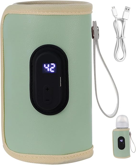 18W Portable Baby Bottle Warmer with USB Temperature Control - Quick Heating Travel Heater for Home and Family, Green