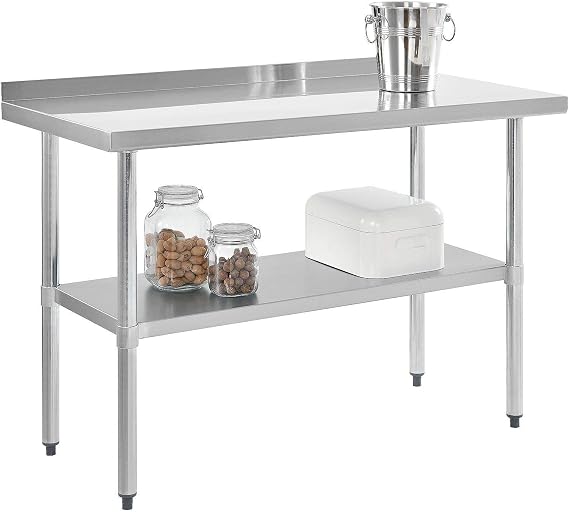 Global Industrial 30" W x 30" D x 35" H 18 Ga. 430 SS Workbench with 2" Backsplash Galvanized Legs & Undershelf