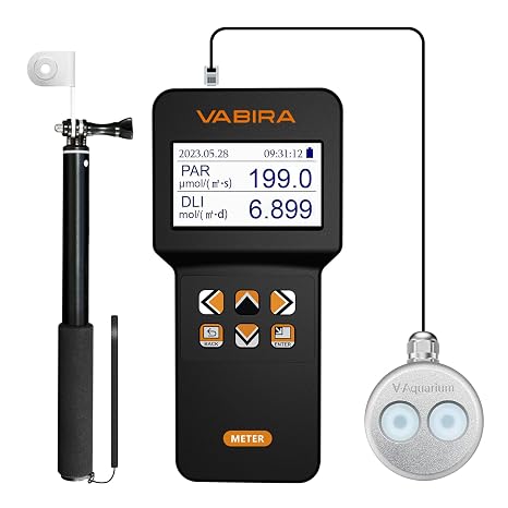 VBR-Aqua IP68 PAR Meter for Aquarium,Reef.R,G,B PAR Seperately.with a 3FT Telescopic Rod