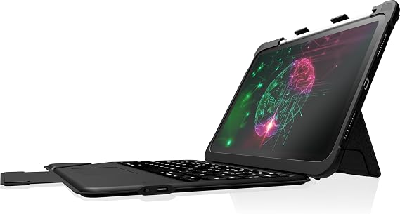 STM Goods Dux Bluetooth Keyboard Trackpad for iPad (A16)/10th Gen, Bluetooth Connected Keyboard - Rugged, Rubberized Drop Protection, Trackpad, Apple Pencil 1 or Logitech Crayon Storage - Black