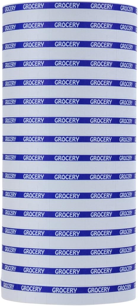 Blue Reverse Print on White"GROCERY" Labels to fit Monarch 1110 Pricers. 16 Rolls with 1 Free Ink Roller.