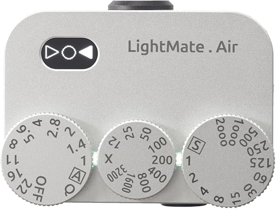 LightMate AirPro Light Meter Photography, 35Wide-Angle Reflective Digital Exposure Meter, Rechargeable 20H Battery Life, 3 Dials Retro Exposure Indicator, for Leica & Other Film Cameras, Silver Metal