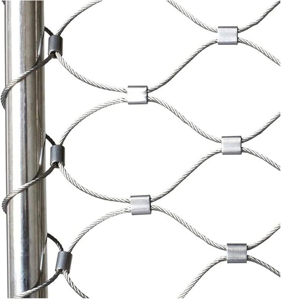 Garden Farm Stair Decor Net, Zoo Cage Balcony Fence Safety Netting, Flexible Stainless Steel Rope Mesh Multifunctional Metal Net(2X2M(6.6X6.6FT))