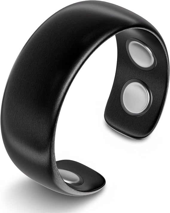 MagnetRX Magnetic Ring Elegant Stainless Steel Ring Magnet Rings for Men (Black | Size: 6)