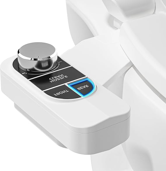SAMODRA Non-Electric Bidet Attachment for Toilet Self-Cleaning Dual Nozzle (Frontal & Rear Wash), Adjustable Water Pressure, Fits Most Toilets, Easy Installation (Classic Black/Silver)