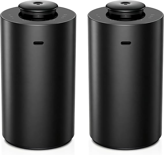 Airversa 2 Pack ANX Waterless Diffuser for Essential Oil, Black + Black | Up to 600 sq ft, Battery Operated, 20mL, Timers & Mist Levels, Car Diffuser, for Office, Bathroom, Cold Air, Portable