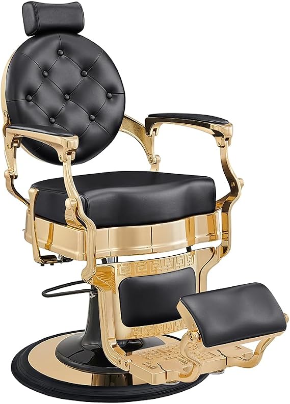 Dir Barber Chair Heavy-Duty Hydraulic Barbershop Chair with Gold Frame Princeton