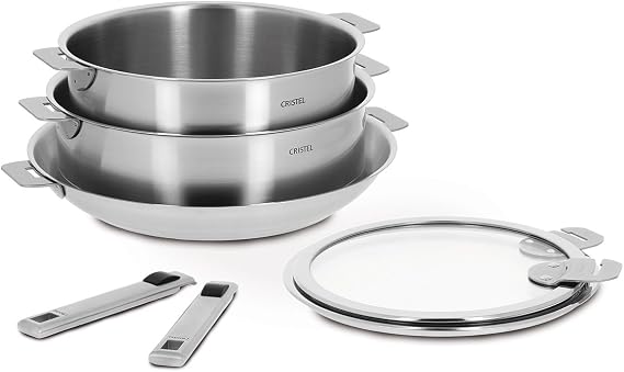 Cristel Strate STQL7KSAS Set of Handles, Silver