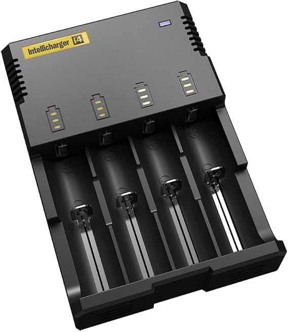 Nitecore Intellicharger New I4 V2 Universal 4 Channel Li-Ion Ni-Cd Ni-MH Smart Charger, Black