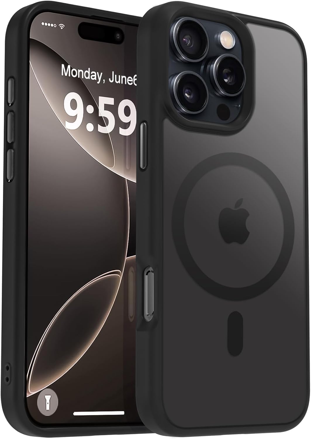 URUCHI Güçlü Manyetik iPhone 1212 Pro Telefon Kılıfı, [Mag-Safe ile Uyumlu] [Askeri Düzey Düşme Koruması] [Güçlü Silikon Kenarlar] İnce Yarı Saydam Mat Koruyucu Kılıf, Siyah