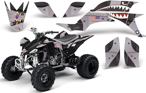 AMR Racing ATV Graphics kit Sticker Decal Compatible with Yamaha YFZ450 2004-2013 - P-40 Warhawk Black