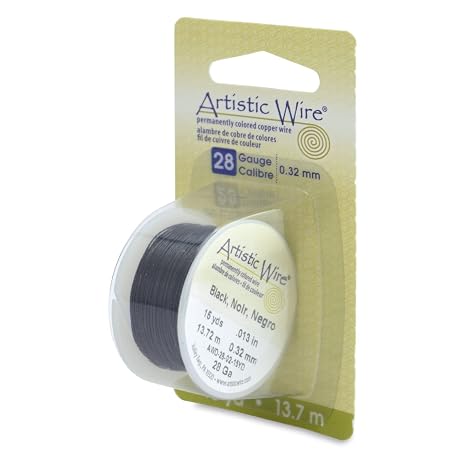 Artistic Wire, 28 Gauge Tarnish Resistant Colored Copper Craft Wire, Black, 15 yd