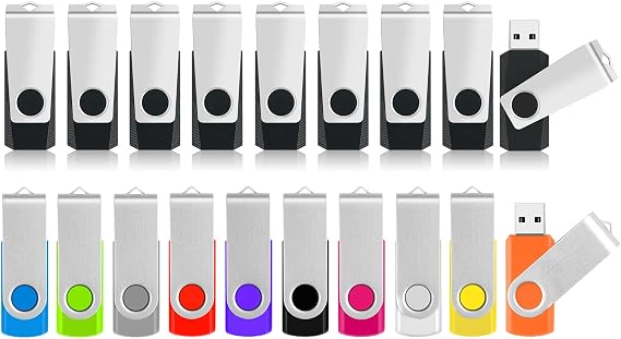 Bulk USB Flash Drives - 4GB Flash Drive 10 Pack and 2GB USB Drives 10 Pack, Portable Thumb Drives Swivel Memory Stick Jump Drives Zip Pendrive USB Storage Flash Drive with Lanyards