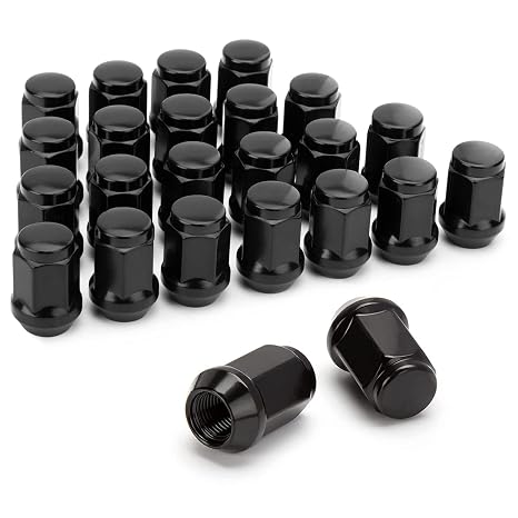 Dynofit M12x1.5 Wheel Lug Nuts Compatible with Ford Focus Fusion Escape 2006-2019, 24pcs 1.38" Height 19mm Hex Wheel Nuts Fit Aftermarket AL Rims, 12mmx1.5 Black 60 Degree Closed End Tuner Nut