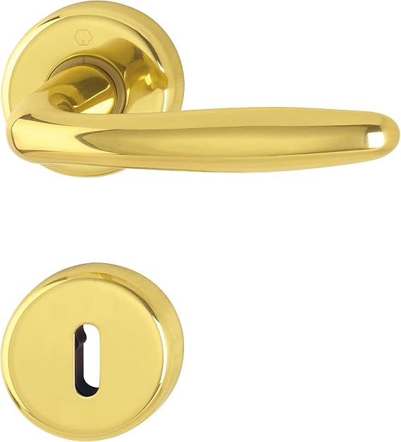 Hoppe Roissy Door Handle Set with Rosette BB Deadlock Polished Brass 3066785