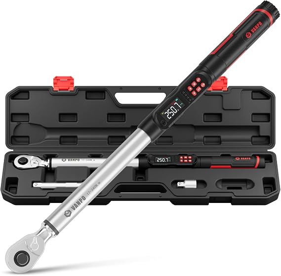 VANPO Digital Torque Wrench 1/2 Inch Drive, 12.5-250.8 ft-lb for Automotive