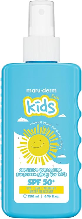 Maruderm SPF 50+ Çocuklar için Hassas Koruma Mineral Güneş Kremi Spreyi – Geniş Spektrum Koruma, Panthenol & Vitamin E ile, 200 ML